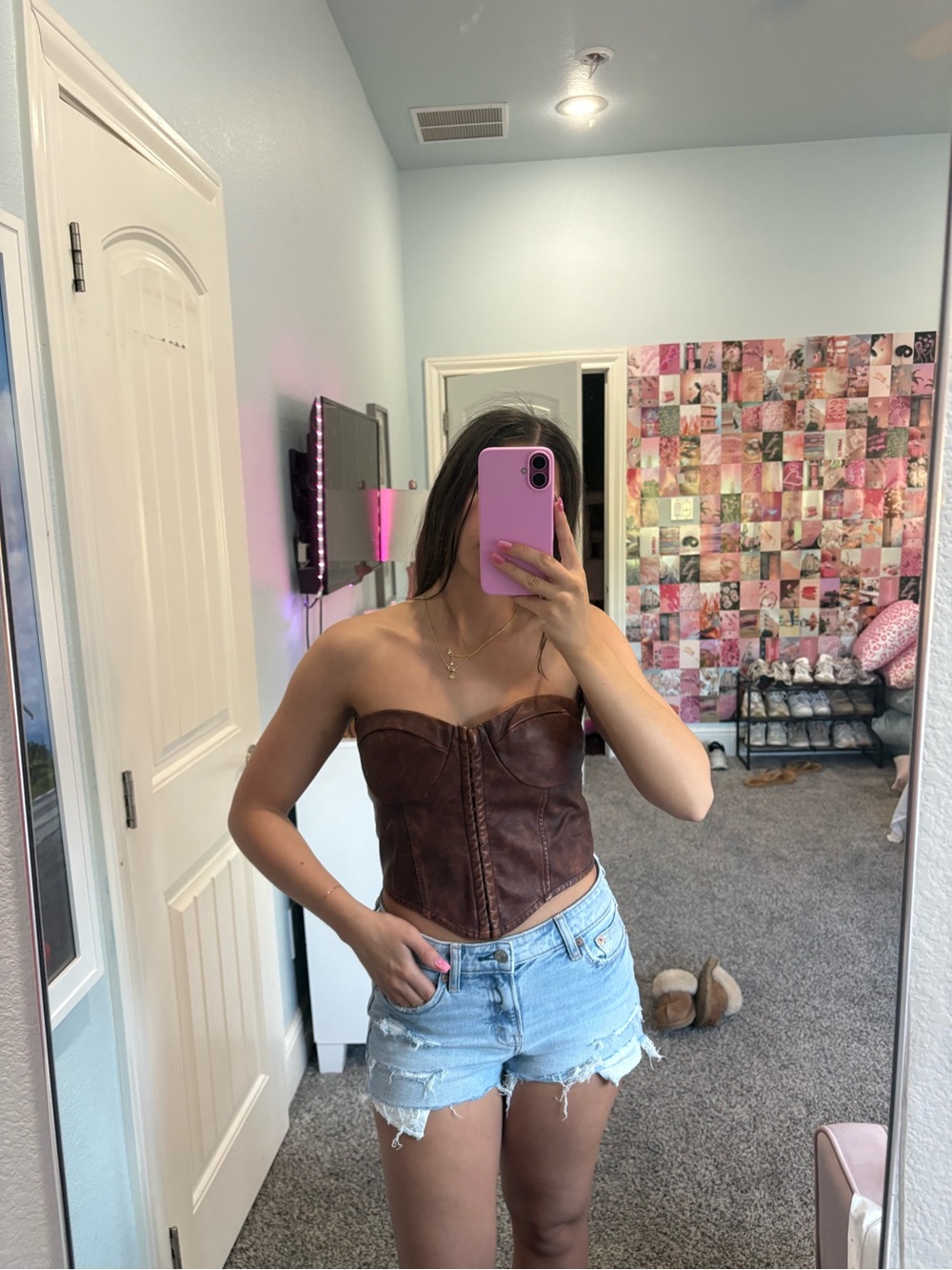 Windsor Brown Faux Leather Bustier Corset Top